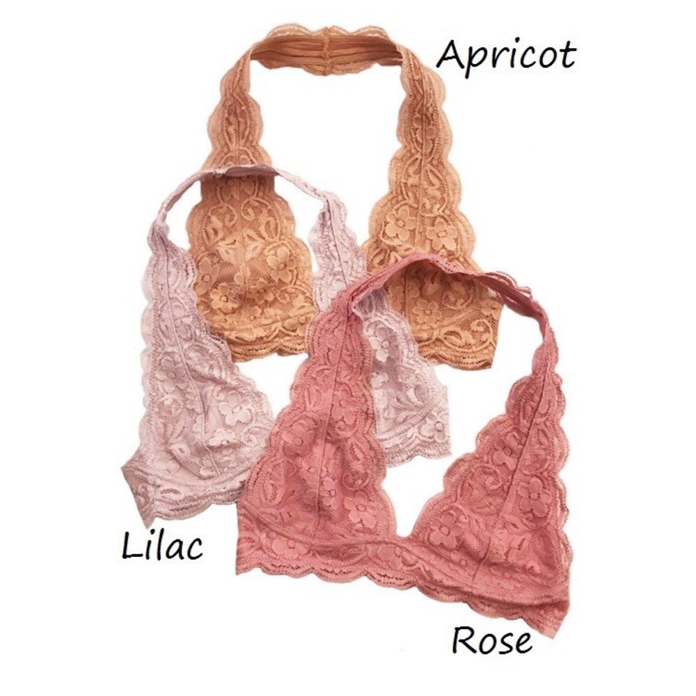 >>LAST<< Sasha Halter Lace Bralette - Apricot - Picture 6 of 7